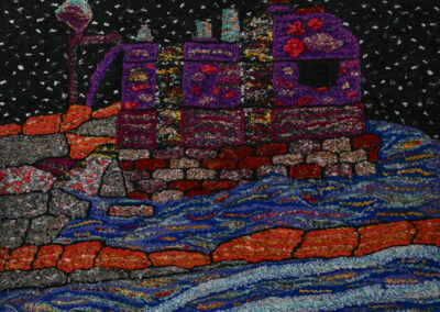 Nocturne indienne - 2023, bandes de tissus recyclés 110x103cm
